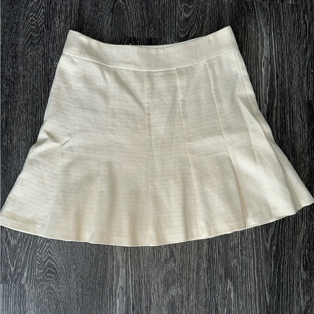 Banana Republic Cream A-Line Mini Skirt Pleated Casual